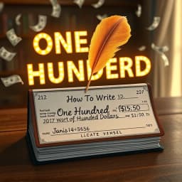 How to Write One Hundred Dollars on a Check icon
