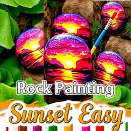 Rock Painting Ideas Sunset Easy icon